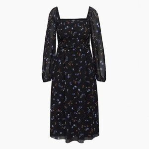 NWOT Aritzia Wilfred Longsleeve Midi Tempest Dress Black Floral